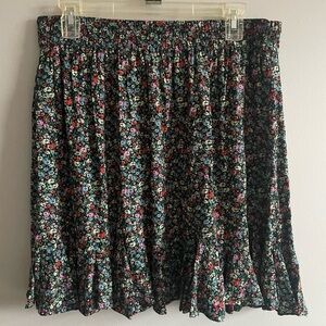 LOFT Multicolor Floral A-Line Skirt